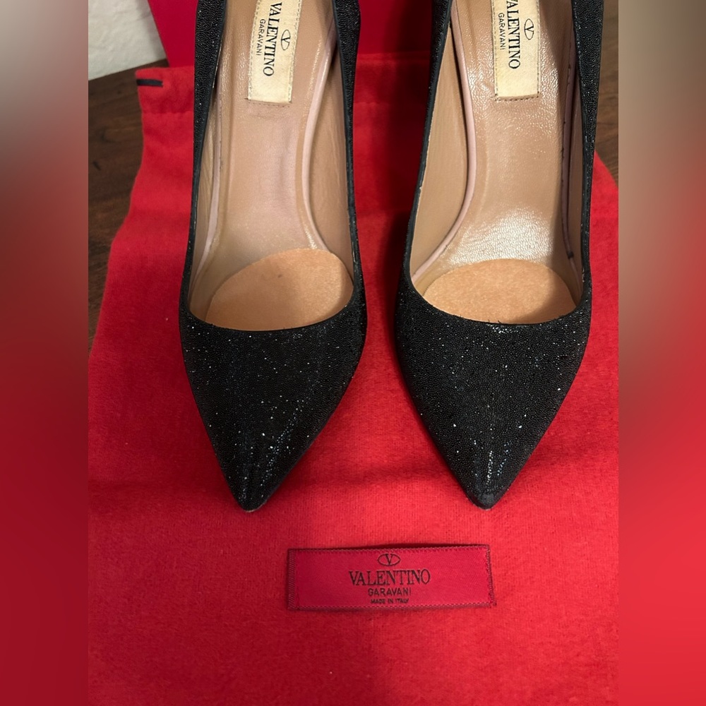 Valentino Shimmer Fabric and Lace Pumps